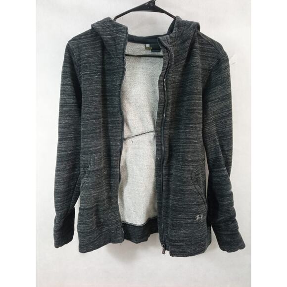 Under Armour Hoodie Womens Medium M Heathered Charcoal Gray Semi Fitted Full Zip - Picture 5 of 10
